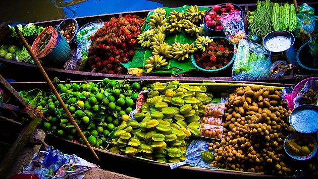 Mercasdo de frutas flotante, Bangkok