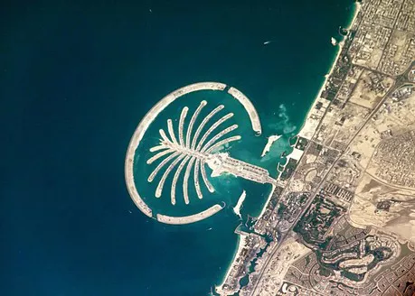 El complejo de islas artificiales de forman la Palma de DUbai